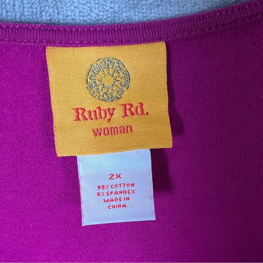 Ruby Rd. Fuchsia Embellished Blouse - Picture 5 of 8